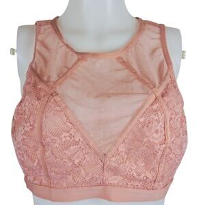 Torrid Peach Dot Mesh Hi Neck Bralette No Underwire Women's Bra 2-2X NWT